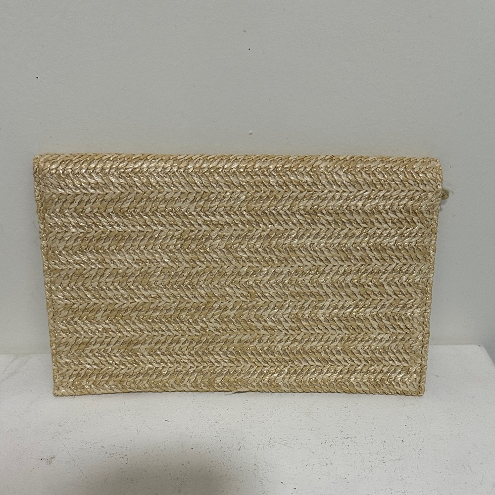 Dior Natural Beige Straw Clutch with White Logo - Picture 3 of 7